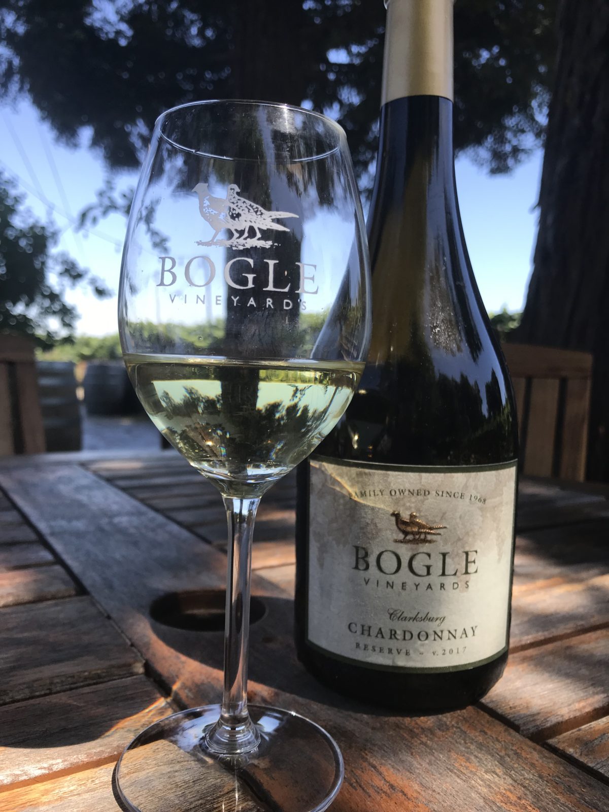 A glass of Bogle Reserve Chardonnay